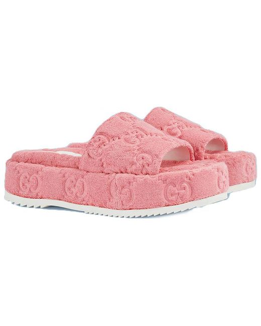 Gucci Pink GG Terry Platform Sandal