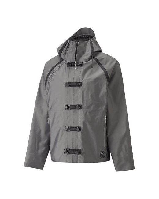 PUMA Gray X Pronounce Crossover Casual Solid Color Hooded Long Sleeves Jacket for men