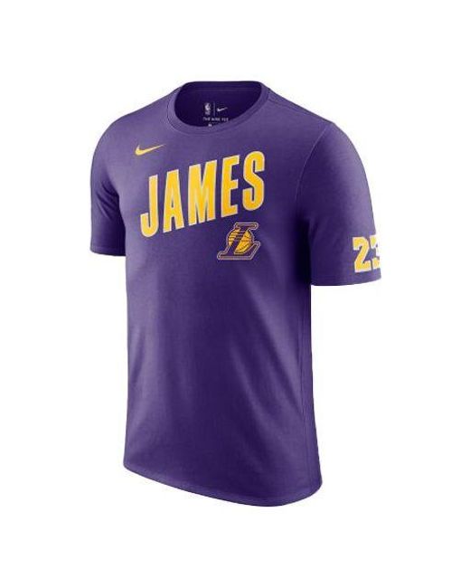 Nike Purple Nba Los Angeles Lakers Lebron James Sports Short Sleeve for men