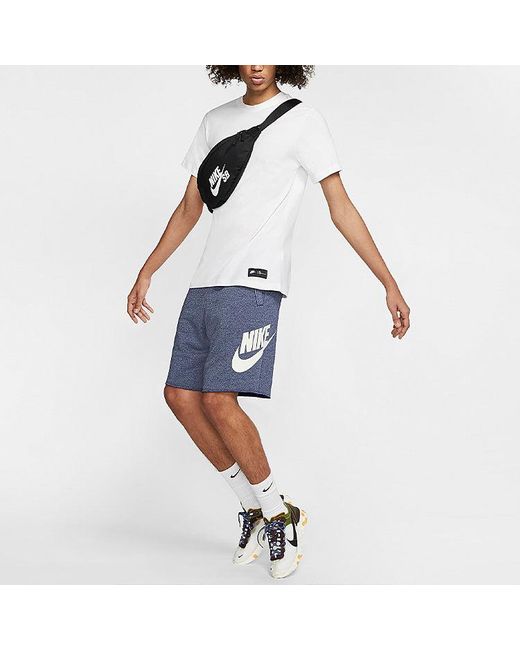 Nike Blue Sportswear Logo Printing Drawstring Casual Shorts for men