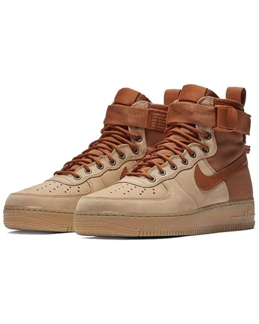 Nike Brown Sf Air Force 1 Mid Premium Shoe for men