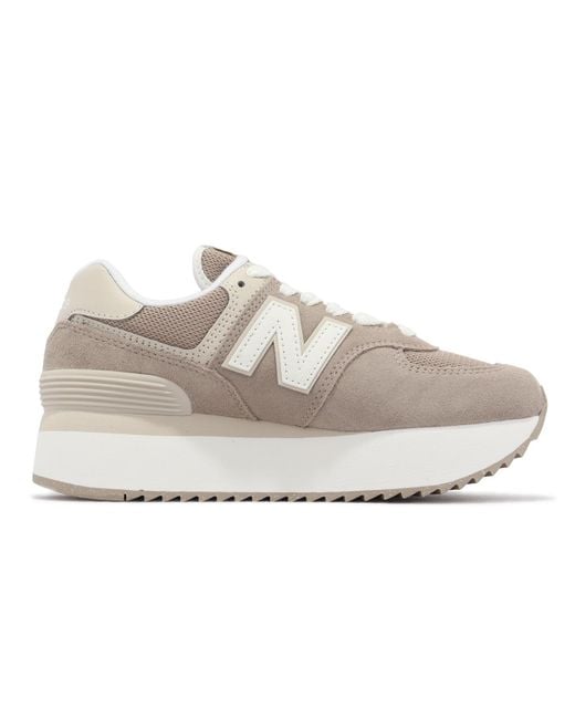 New Balance White (Wmns) 574+ 'Driftwood Timberwolf'