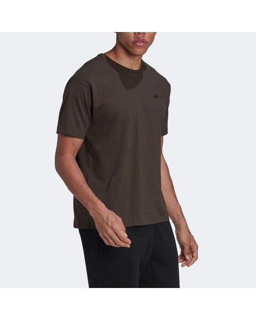 Adidas Brown Solid Color Logo Sports Short Sleeve T-Shirt for men