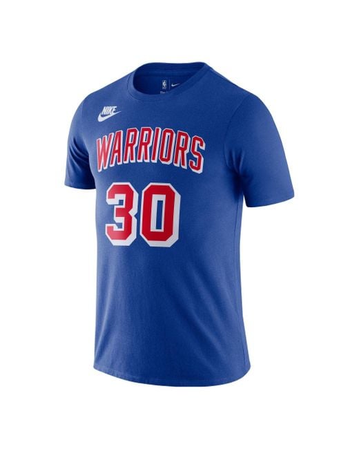 Nike Blue Ss22 Nba Warriors Curry 30 Casual Breathable Sports Short Sleeve for men