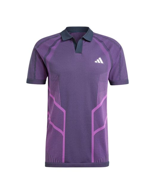 Adidas Purple Tennis Pro Seamless Aeroready Freelift Polo Shirt Asia Sizing for men