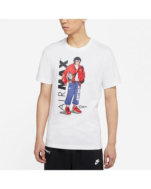 Nike Red Sportswear Pattern Printing Sports Round Neck Short Sleeve for men