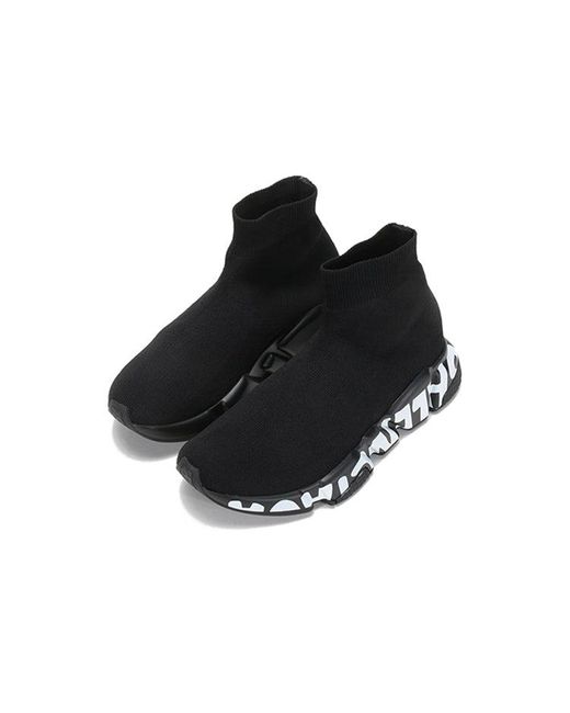 Balenciaga Black (Wmns) Speed Graffiti Sneakers Knit Graffiti Sole Unit'