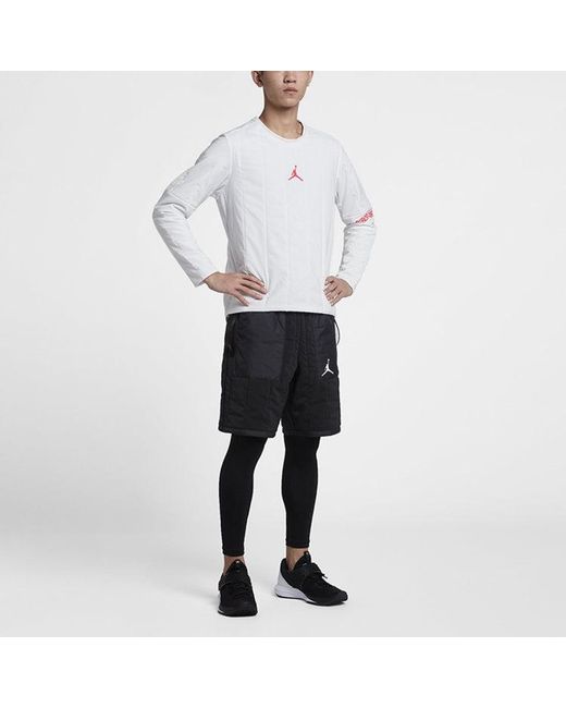 Nike White 23 Engineered Quilted Round Neck Pullover Logo Sports Long Sleeves for men