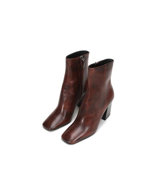 Prada Brown (Wmns) Leather Square Toe Ankle Pumps