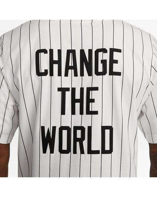 Nike Gray Change The World 42 Baseball Jersey for men