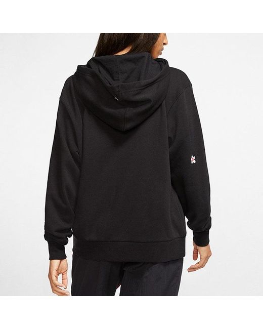 Nike Black (Wmns) Flc Emb Fruit Small Embroidered Hooded Long Sleeves Pullover