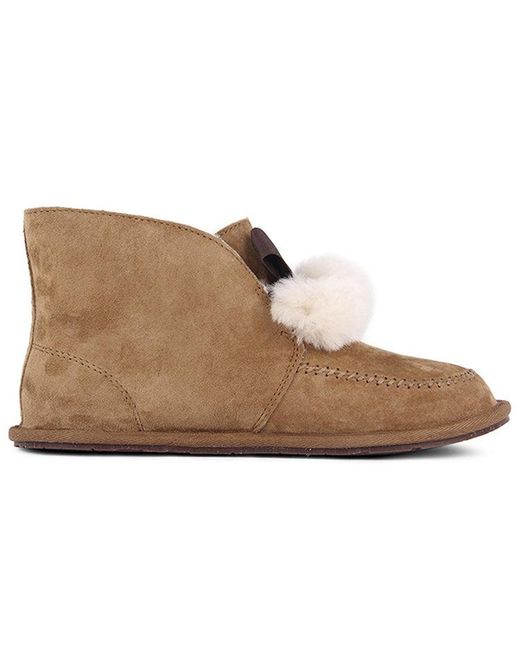 Ugg Brown (Wmns) Kallen Suede Moc Toe Pom Pom Slipper