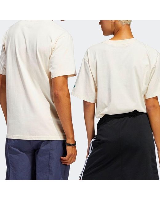 Adidas White Originals Casual Breathable Cartoon Pattern Alphabet Sports Short Sleeve Couple Style for men