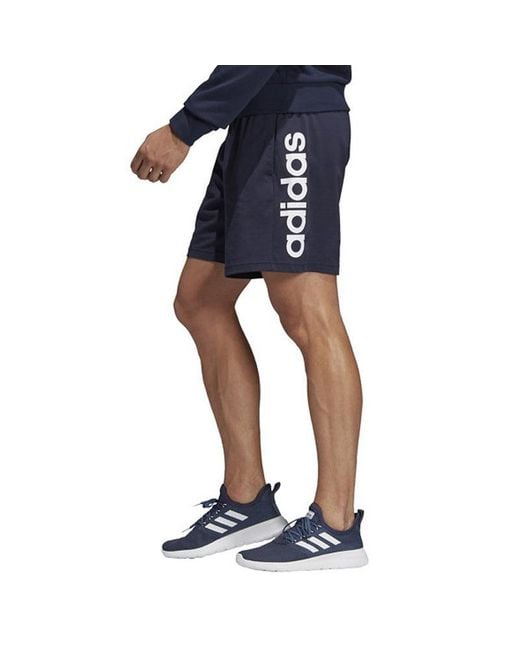 Adidas Blue E Lin Shrt Ft Logo Training Sports Shorts for men