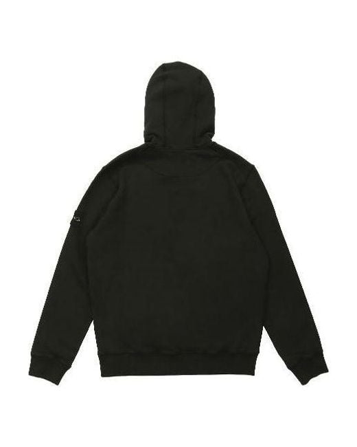 Stone Island Black Garment Dyed Popover Hoodie for men