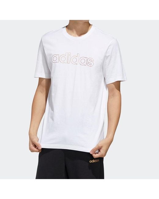 Adidas White M Ess Br Tee Sports Stylish Round Neck Short Sleeve for men