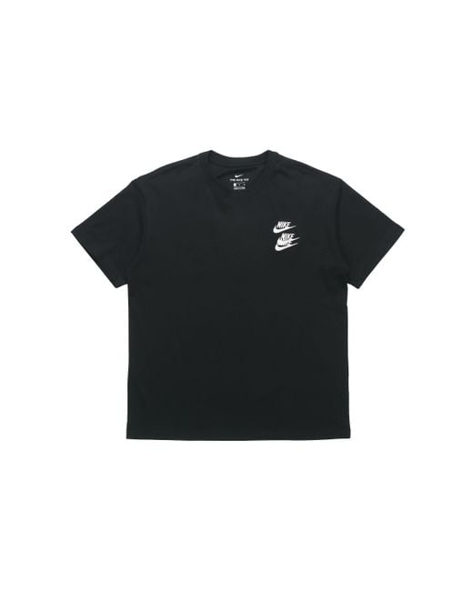 Nike Black Sportswear Around The World Subject Embroidered Logo Ribbed Round Neck Short Sleeve for men