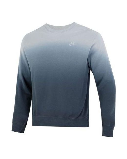 Nike Blue Gradient Logo Casual Loose Long Sleeves Pullover Round Neck Autumn for men