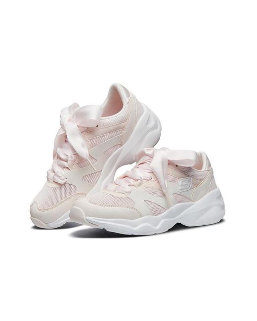 Skechers White (Wmns) D'Lites Airy Low Top Sneakers