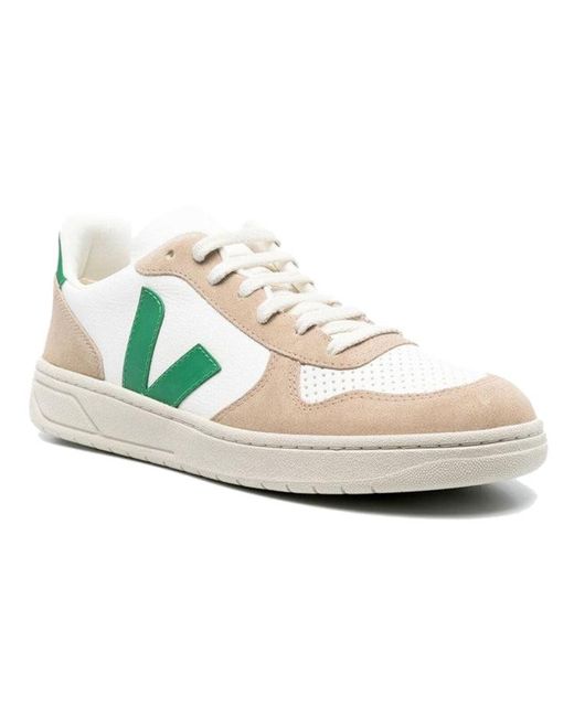 Veja White V-10 Chromfree Low-Top Sneakers