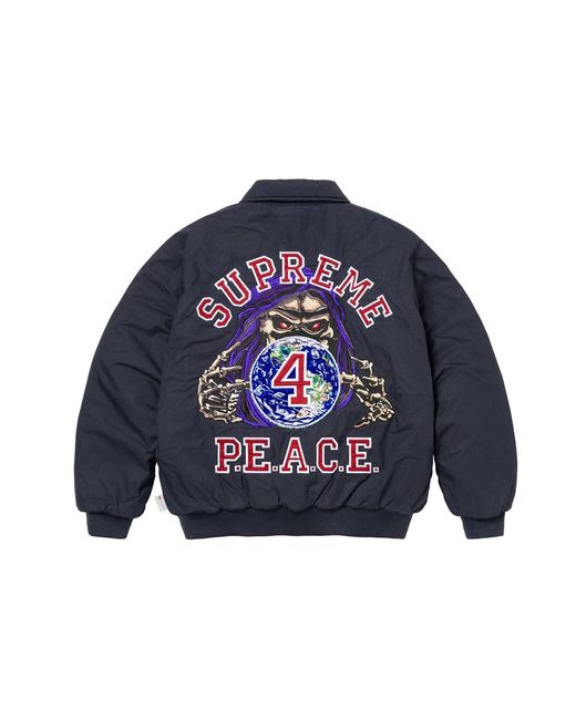 Supreme Blue Fw23 Fw23 Week11 Peace Embroiderd Work Jacket for men