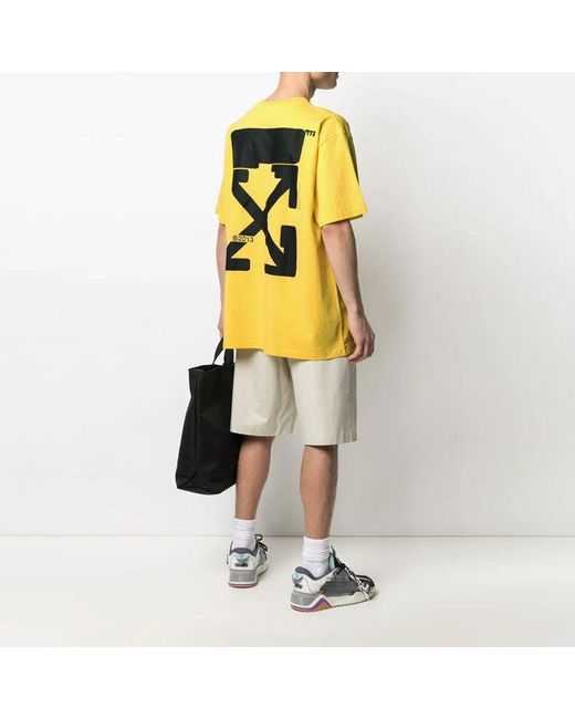 Off-White c/o Virgil Abloh Yellow Ss21 Tech Marker Logo Round Neck Short Sleeve Ordinary Version for men