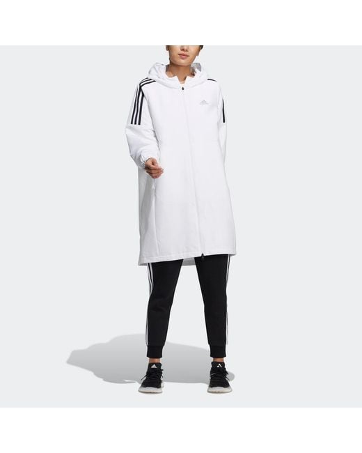 Adidas White (Wmns) Sports Training Casual Fleece Lined Hooded Jacket