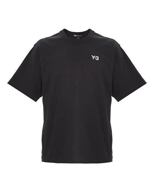 Adidas Black Y-3 Alphabet Logo Casual Short Sleeve T-Shirt for men