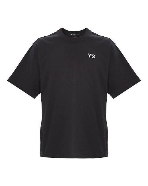 Adidas Black Y-3 Alphabet Logo Casual Short Sleeve T-Shirt for men