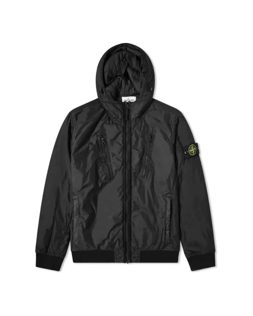 Stone Island Black Crinkle Reps Pocket Detail Down Jacket for men