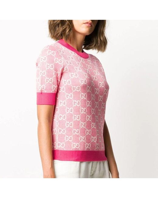 Gucci Pink (Wmns) Gg Wool-Blend Pearl Cotton Sweater For