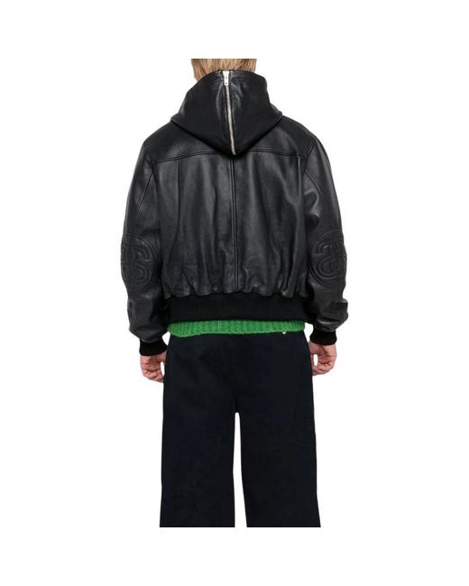Stussy Black Ss Link Leather Bomber for men