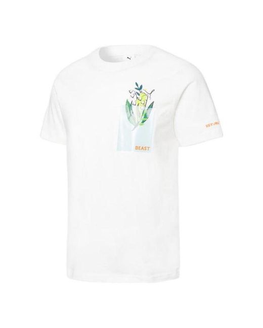 PUMA White X The Beast T-Shirt 'Flower' for men