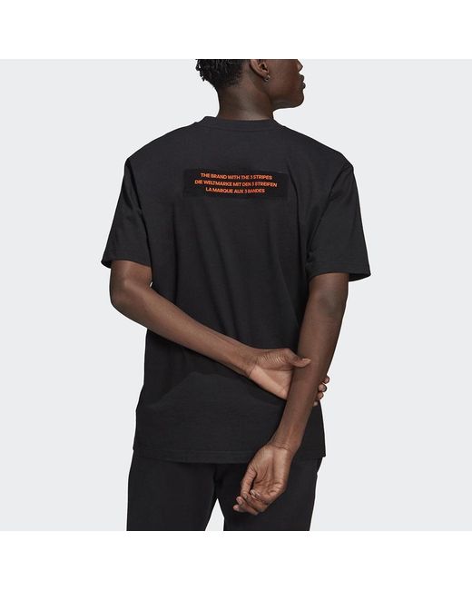 Adidas Black Originals Logo Round Neck Short Sleeve Tee For for men