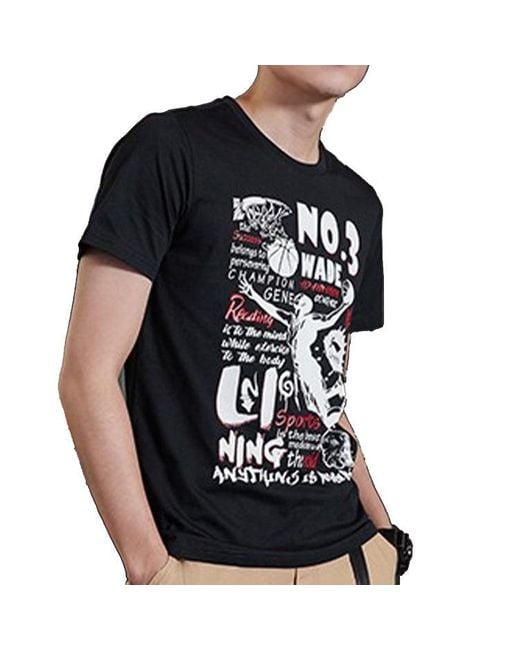 Li-ning Black Wade Basketball Graphic T-Shirt for men