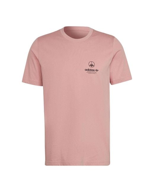 Adidas Pink Originals Solid Color Alphabet Logo Round Neck Pullover Sports Short Sleeve T-Shirt for men