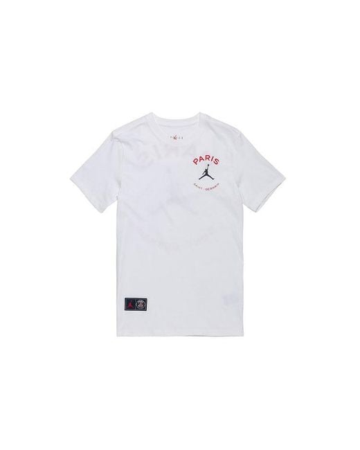 Nike White Paris Saint-Germain Logo Printing Sports Round Neck Short Sleeve for men