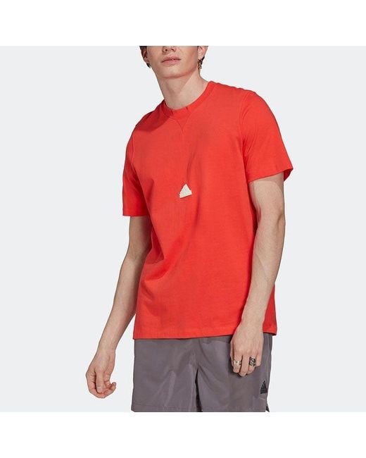 Adidas Red Ss22 Logo Printing Pullover Short Sleeve T-Shirt for men
