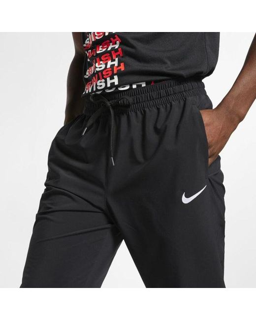 Nike Black Logo Pattern Solid Color Casual Sports Long Pants for men