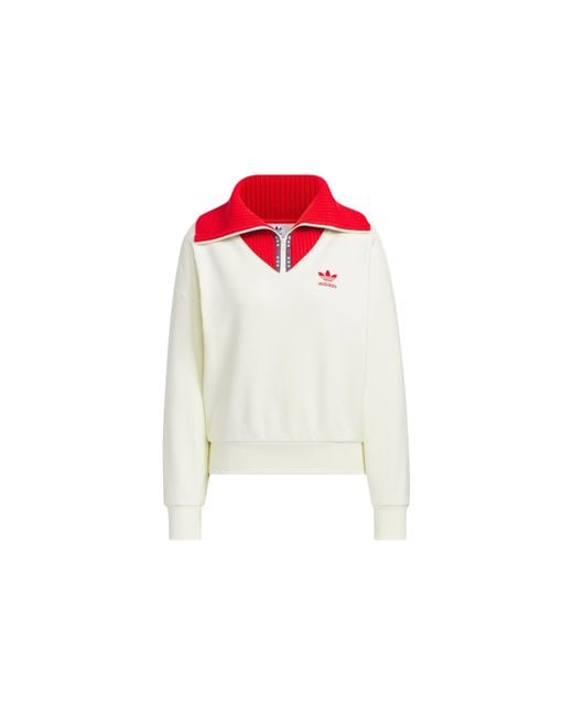 Adidas White (Wmns) Originals X Feifei Ruan Crewneck Zip Up Sweatshirt Asia Sizing