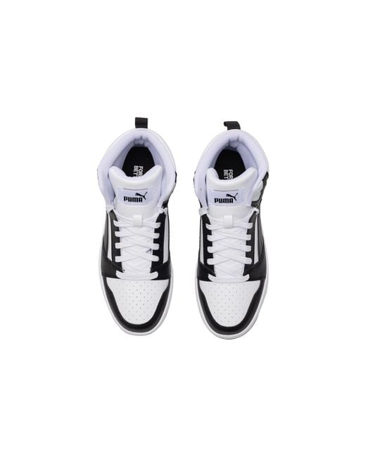 PUMA Black Rebound V6 Mid Top Sneakers for men