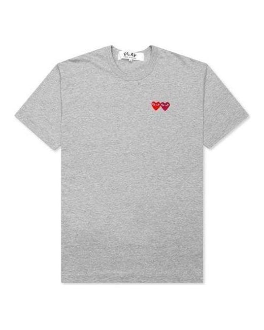 COMME DES GARÇONS PLAY Gray Basic T-Shirt Two Emblems for men