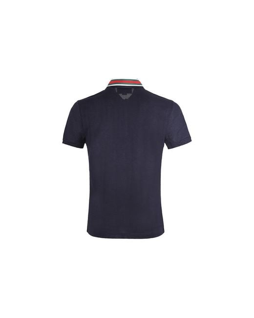 Gucci Blue Stripe Short Sleeve Polo for men