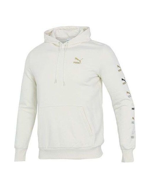 PUMA White Sports Running Casual Loose Hooded Pullover Long Sleeves for men