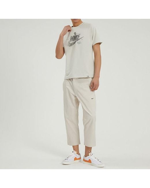 Nike Gray Solid Color Straight Slim Fit Woven Casual Long Pants/Trousers for men