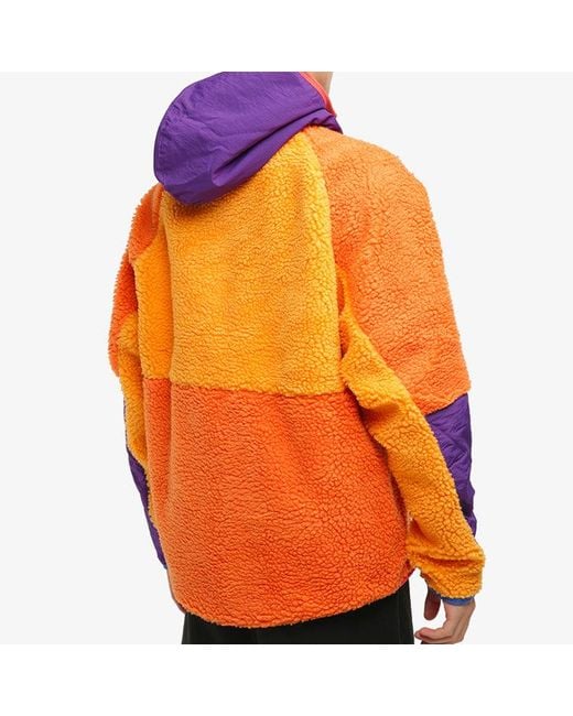 Nike Orange Half Zipper Suede Splicing Colorblock Sports Pullover for men