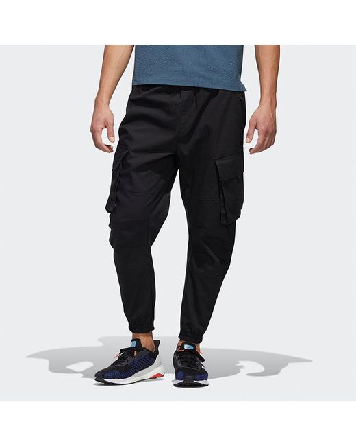 Adidas Black Th Pnt Cargo Leisure Sports Big Pocket Suit Trousers for men