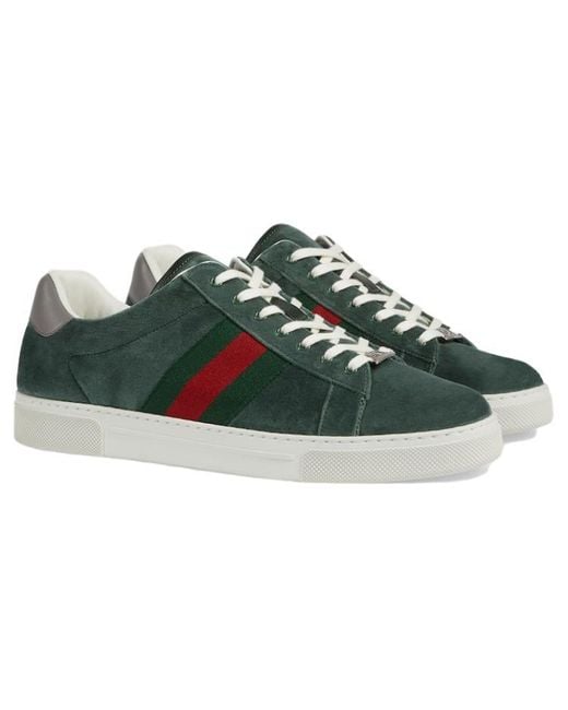 Gucci Green Ace Velvet Sneakers for men