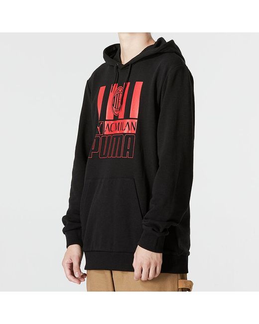 PUMA Black Ac Milan Football Pullover Hoodie for men