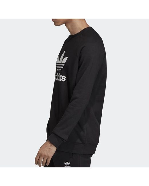 Adidas Black Originals Trf Flc Crew Sports Pullover for men